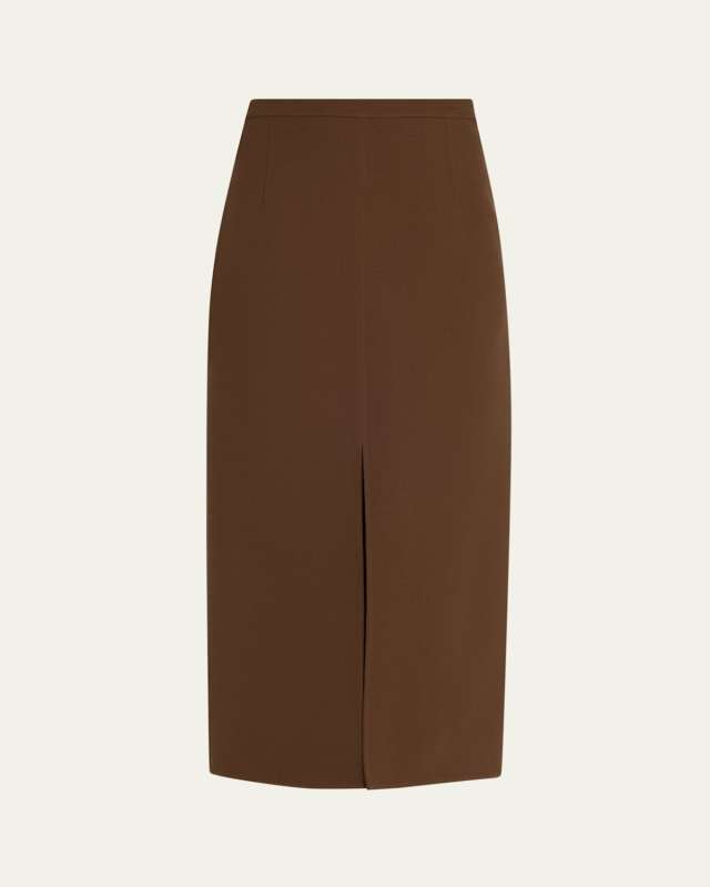 Double Slit Pencil Wool Skirt
